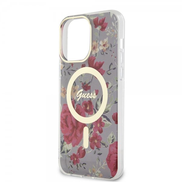 Guess iPhone 14 Pro Max Cover Blomst MagSafe Kaki
