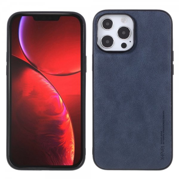 X-Level iPhone 14 Pro Max Cover Lædertekstur Blå