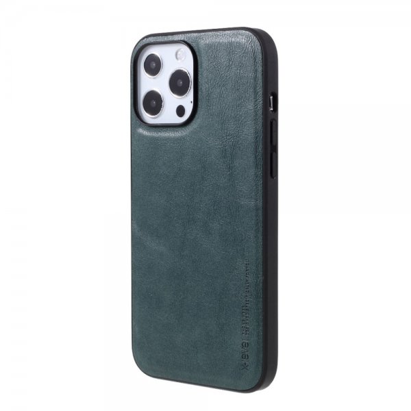 X-Level iPhone 14 Pro Max Cover Lædertekstur Grøn