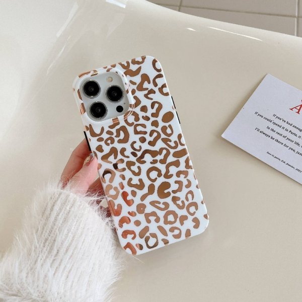 iPhone 14 Pro Max Cover Leopardmønster Hvid