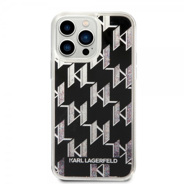 Karl Lagerfeld iPhone 14 Pro Max Cover Liquid Glitter Monogram Sort