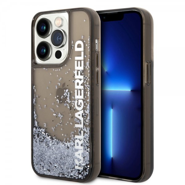 Karl Lagerfeld iPhone 14 Pro Max Cover Liquid Glitter Translucent Sort