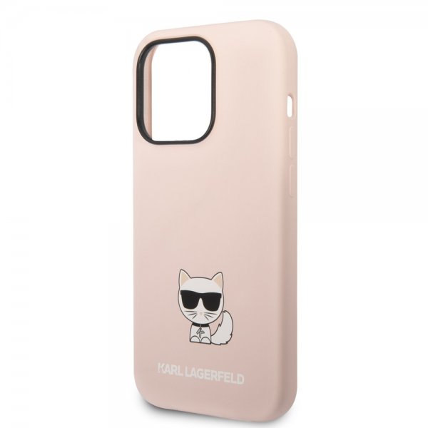 Karl Lagerfeld iPhone 14 Pro Max Cover Liquid Silicone Choupette Rosa