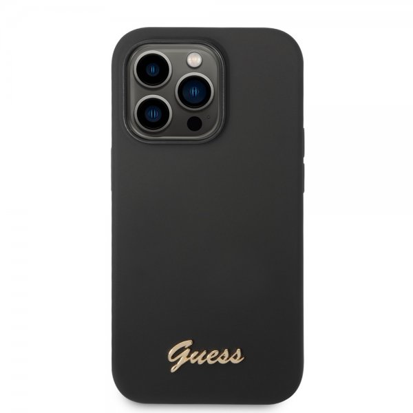 Guess iPhone 14 Pro Max Cover Liquid Silicone Metal Logo Sort