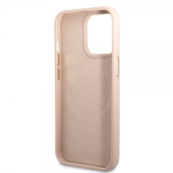 Guess iPhone 14 Pro Max Cover Metal Plate Logo MagSafe Pink
