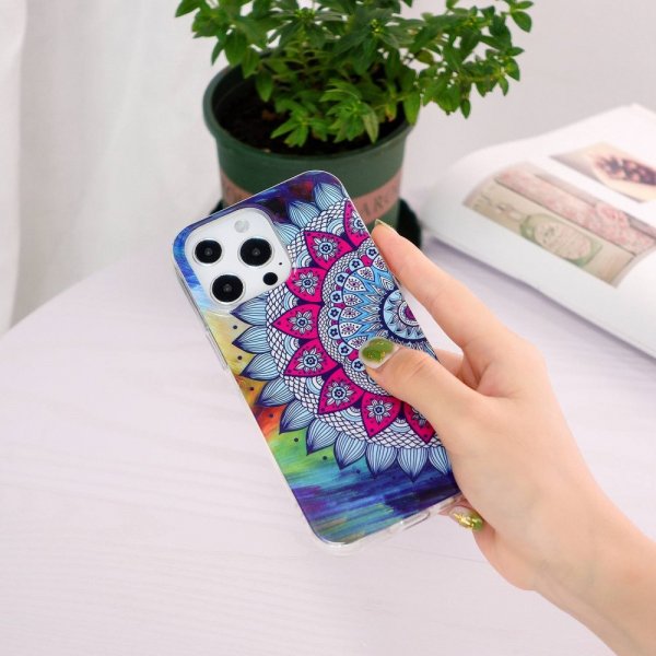 iPhone 14 Pro Max Cover Motiv Blå Mandala
