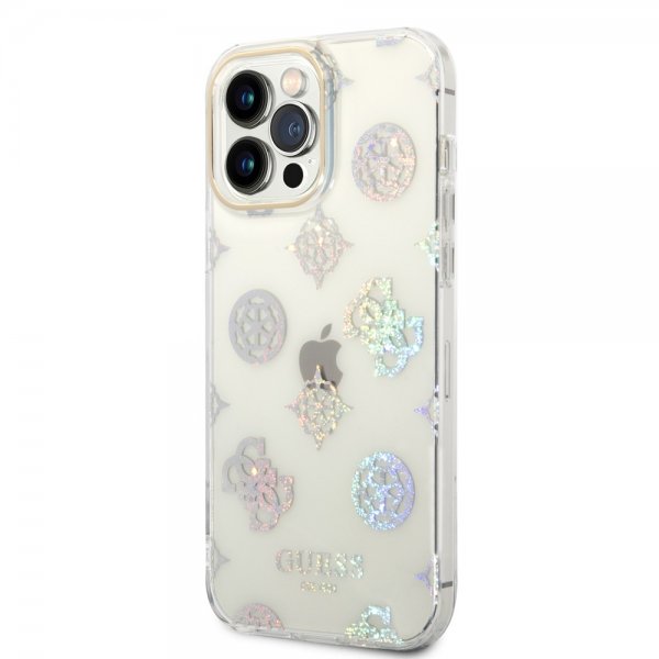 Guess iPhone 14 Pro Max Cover Peony Glitter Hvid