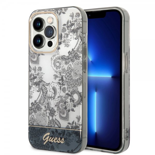Guess iPhone 14 Pro Max Cover Toile de Jouy Grå