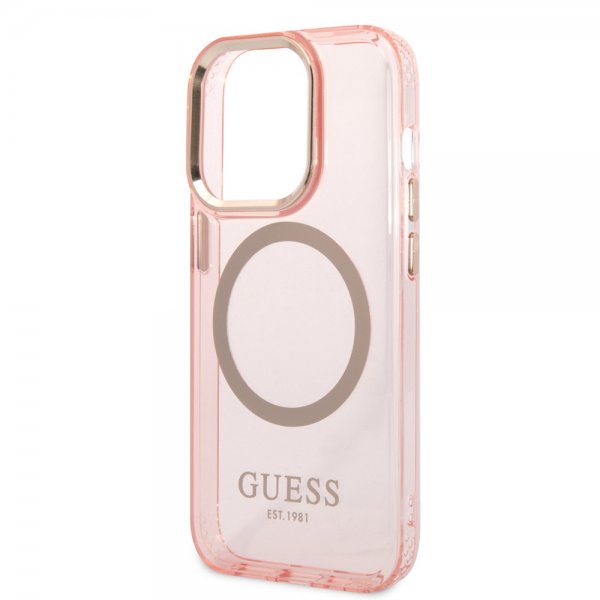 Guess iPhone 14 Pro Max Cover Translucent MagSafe Rosa