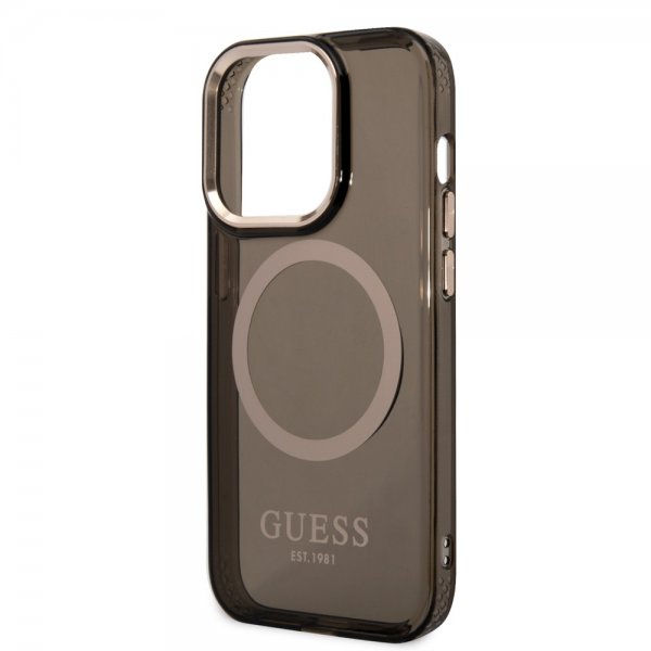 Guess iPhone 14 Pro Max Cover Gennemsigtigt MagSafe Sort
