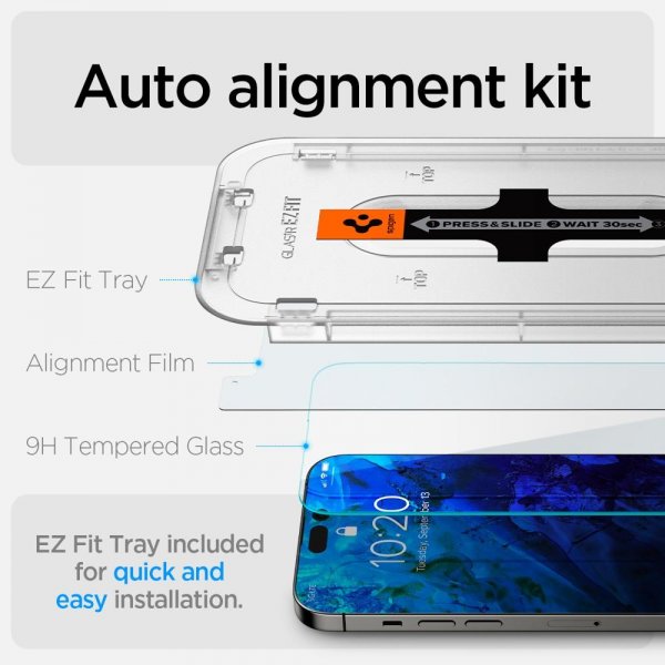 Spigen iPhone 14 Pro Max Skærmbeskyttelse GLAS.tR EZ Fit 2-pak