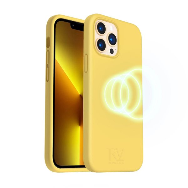 Rvelon iPhone 14 Pro Cover Silikone MagSafe Gul