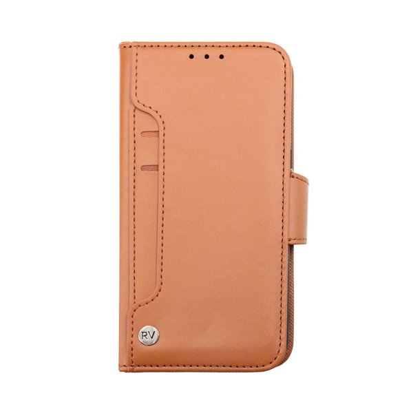 Rvelon iPhone 14 Pro Etui Udklappeligt Kortrum Brun