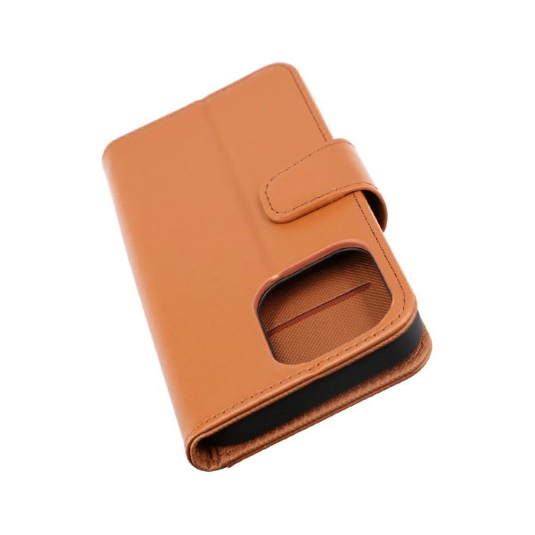 Rvelon iPhone 14 Pro Etui Udklappeligt Kortrum Brun