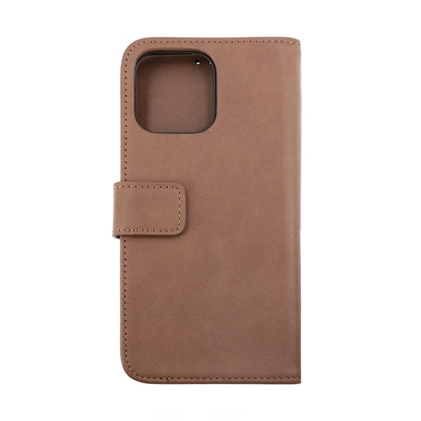 Rvelon iPhone 14 Pro Cover Ægte læder Kortlomme Brun