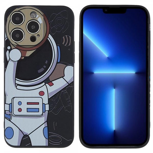 iPhone 14 Pro Cover Astronaut Sort Grå