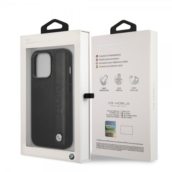 BMW iPhone 14 Pro Cover Big Logo Stripe Sort