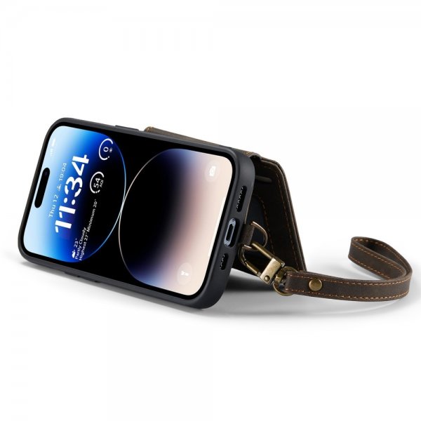 CaseMe iPhone 14 Pro Cover C20 Kreditkortpladser Lynlås Brun