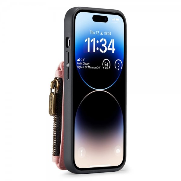 CaseMe iPhone 14 Pro Cover C20 Kortlomme Lynlås Rød