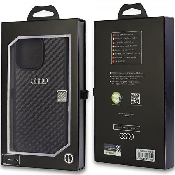 Audi iPhone 14 Pro Cover Carbon Fiber Sort