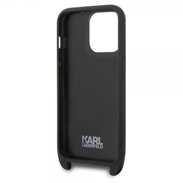 Karl Lagerfeld iPhone 14 Pro Skal Crossbody Strap Sort