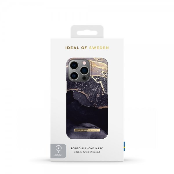 Ideal of Sweden iPhone 14 Pro Cover Fashion Case MagSafe Golden Twilight Marble