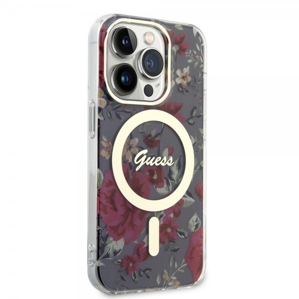 Guess iPhone 14 Pro Cover Flower MagSafe Khaki