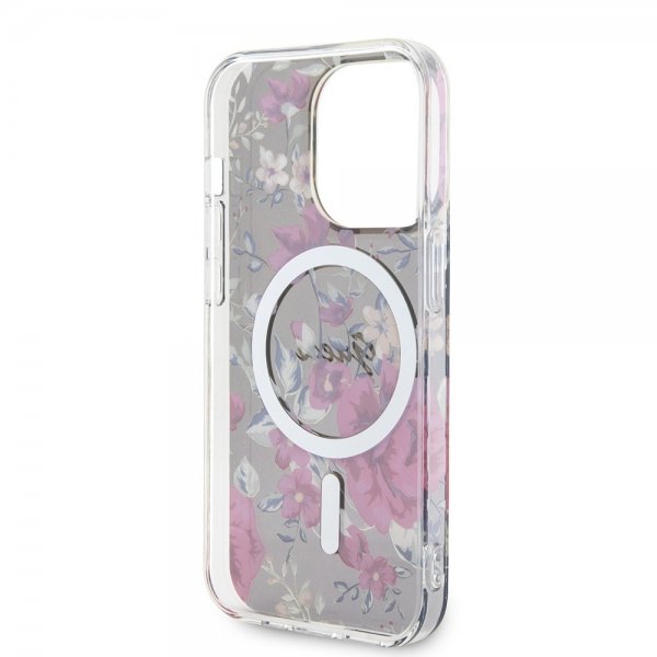 Guess iPhone 14 Pro Cover Flower MagSafe Khaki