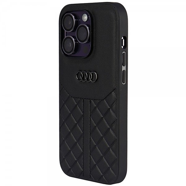 Audi iPhone 14 Pro Cover Ægte Læder Etui Sort