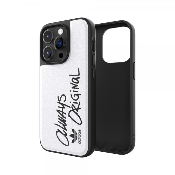Adidas iPhone 14 Pro Cover Inlay Embroidery Case Hvid Sort