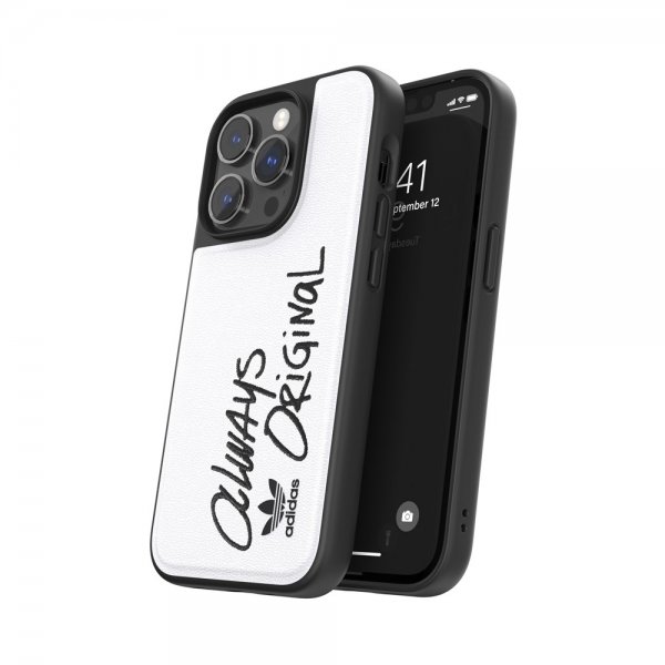 Adidas iPhone 14 Pro Cover Inlay Embroidery Case Hvid Sort