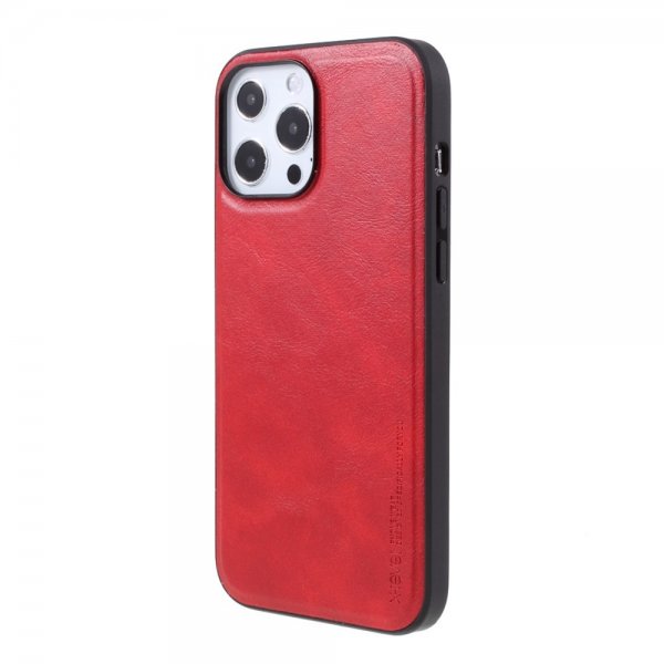X-Level iPhone 14 Pro Cover Lædertekstur Rød