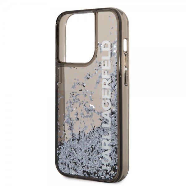 Karl Lagerfeld iPhone 14 Pro Cover Liquid Glitter Translucent Sort