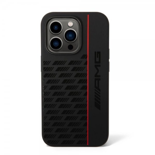 AMG iPhone 14 Pro Cover Liquid Silikone Carbon Mønster Sort