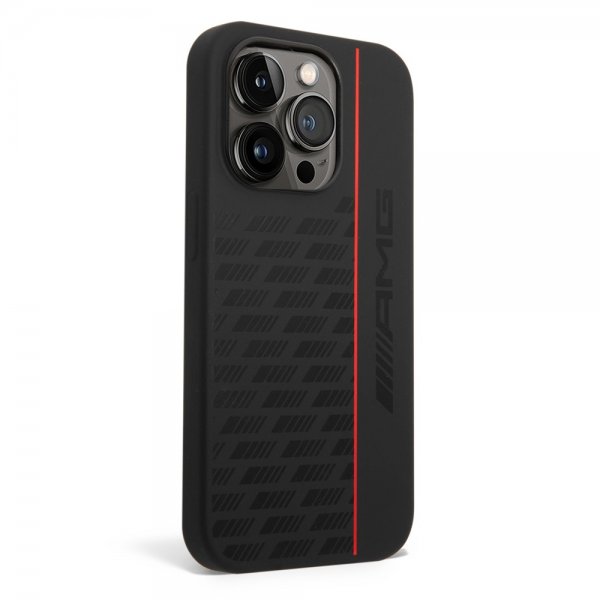 AMG iPhone 14 Pro Cover Liquid Silikone Carbon Mønster Sort