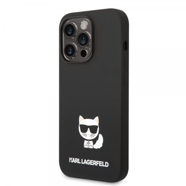 Karl Lagerfeld iPhone 14 Pro Cover Liquid Silicone Choupette Sort