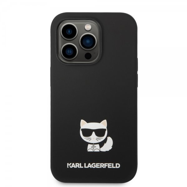Karl Lagerfeld iPhone 14 Pro Cover Liquid Silicone Choupette Sort