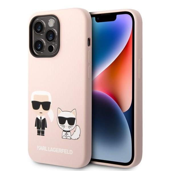 Karl Lagerfeld iPhone 14 Pro Cover Liquid Silicone Karl & Choupette MagSafe Rosa