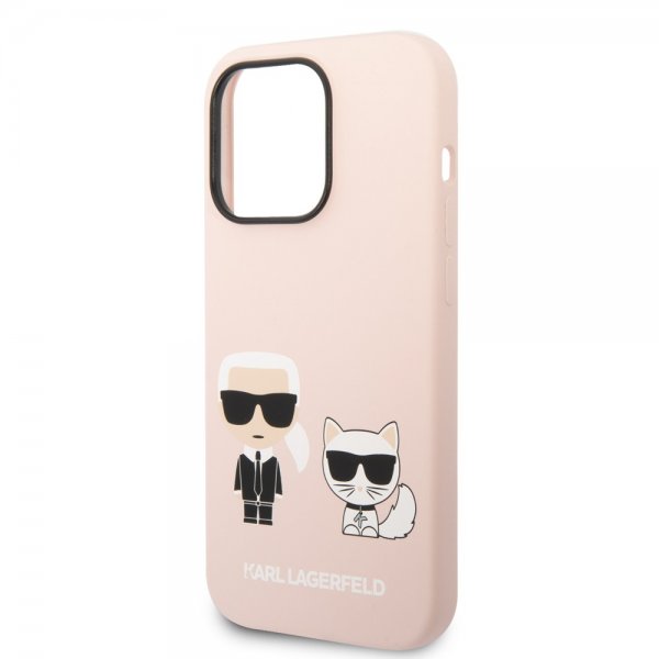 Karl Lagerfeld iPhone 14 Pro Cover Liquid Silicone Karl & Choupette MagSafe Rosa