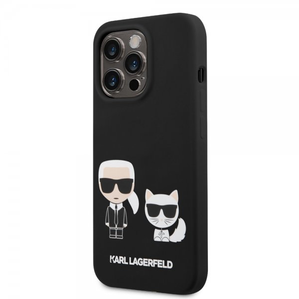 Karl Lagerfeld iPhone 14 Pro Cover Liquid Silicone Karl & Choupette MagSafe Sort