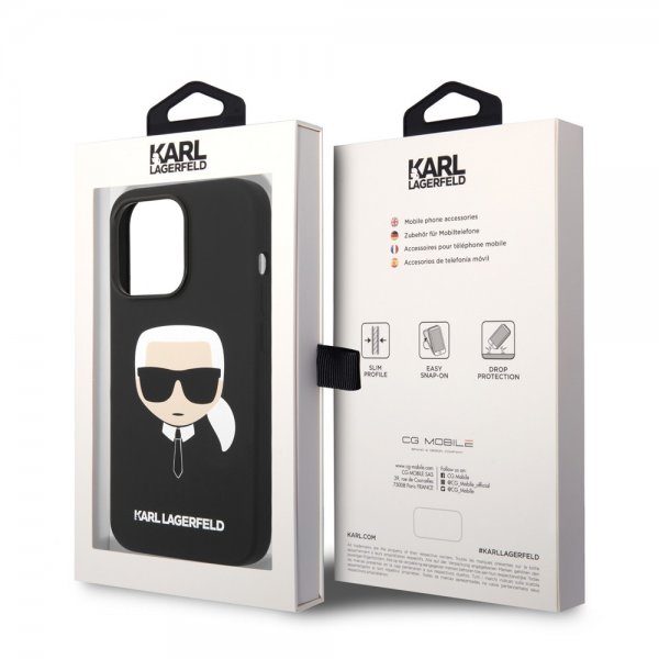 Karl Lagerfeld iPhone 14 Pro Cover Liquid Silicone Karl MagSafe Sort