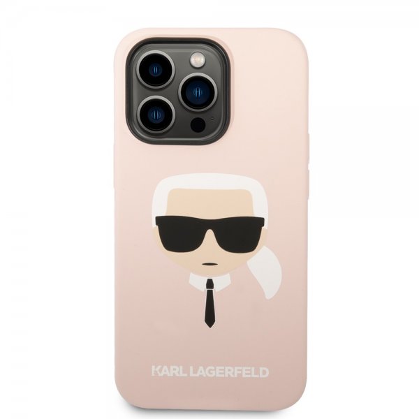 Karl Lagerfeld iPhone 14 Pro Cover Liquid Silicone Karl Pink