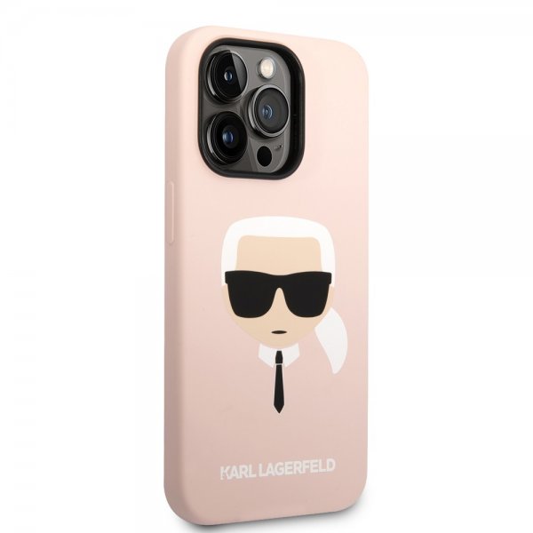 Karl Lagerfeld iPhone 14 Pro Cover Liquid Silicone Karl Pink