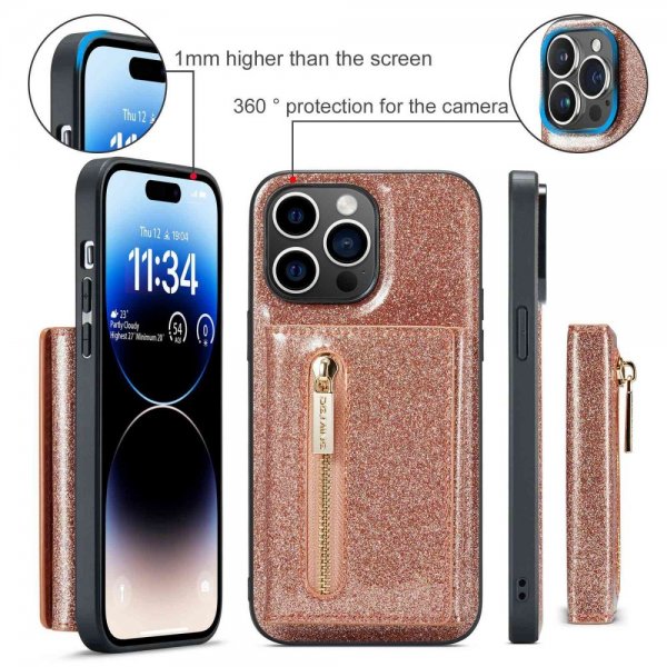 Dg.Ming iPhone 14 Pro Cover M3 Series Aftagelig Kortholder Guld