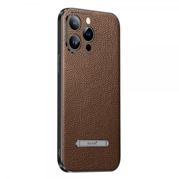 Sulada iPhone 14 Pro Cover med Stativ Brun