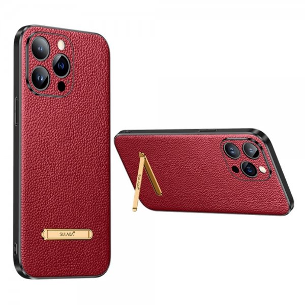 Sulada iPhone 14 Pro Cover med stativ Rød