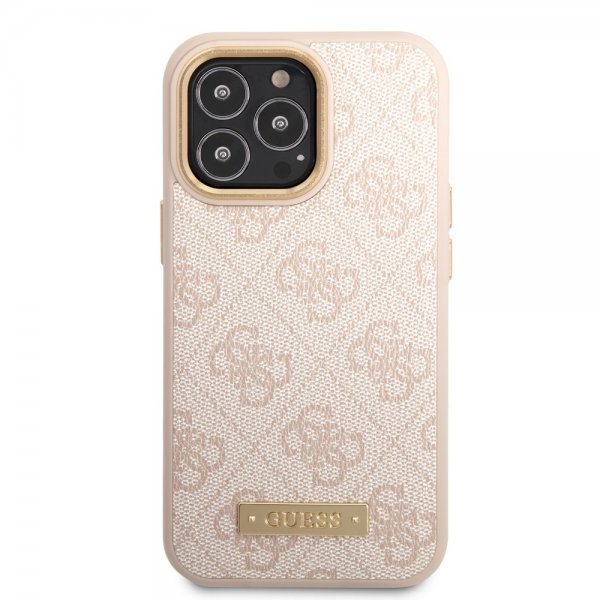 Guess iPhone 14 Pro Cover Metal Plate Logo MagSafe Rosa