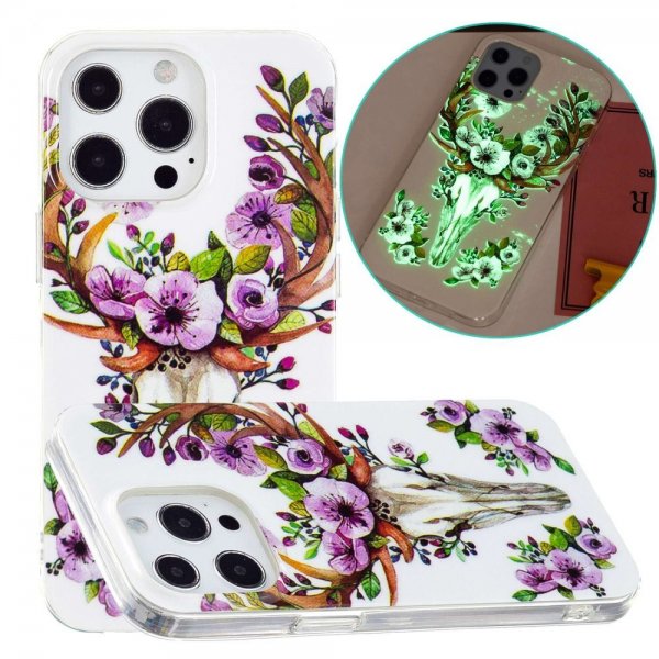 iPhone 14 Pro Cover Motiv Blomster og Hjort