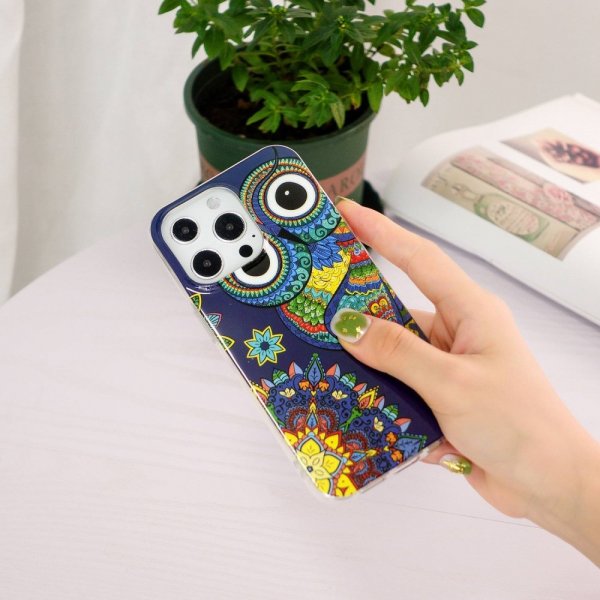 iPhone 14 Pro Cover Motiv Farverig Ugle