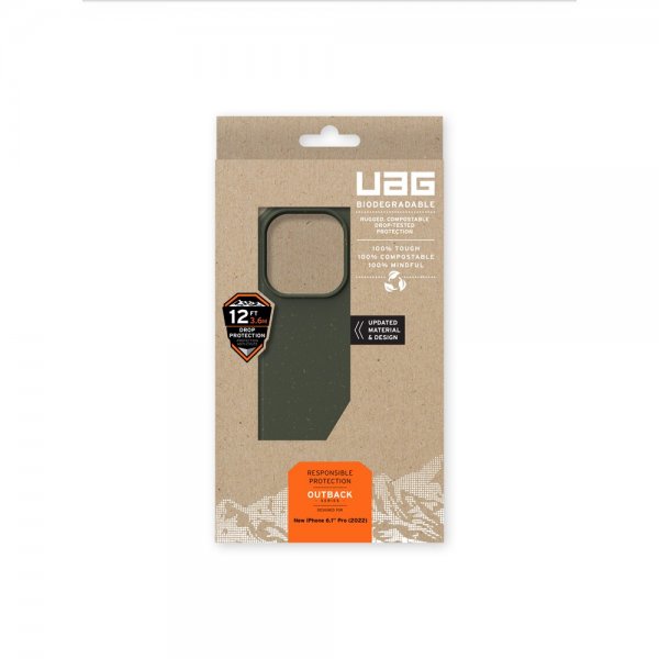 Urban Armor Gear (UAG) iPhone 14 Pro Cover Outback Biologisk Nedbrydeligt Cover Oliven